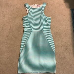 Blue and white striped dress
